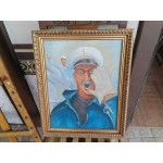 Средна картина масло на платно Испания ,страхотна рамка - 3620
